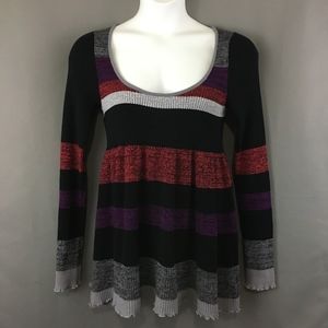 Free People Sweater Tunic Knit Stretch Striped